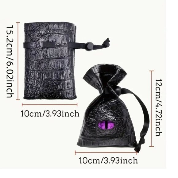 Dragon Eye Travel Dice Bags 3 pc PU Leather Black Bag NWT - Picture 2 of 3